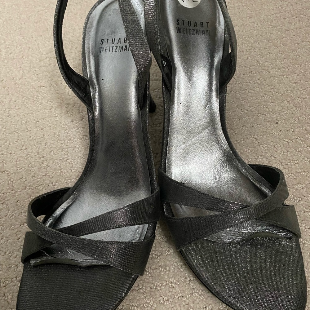 Dark silver Stuart Weitzman sandals dressy 10